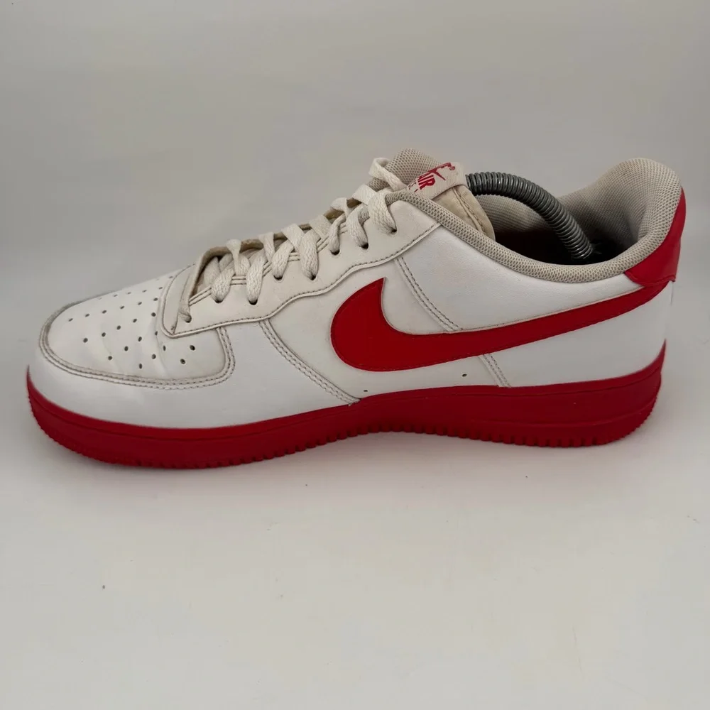 Nike Men’s Air Force 1 ‘07 - SZ 11 - White Red Lace-Up Low Top Shoes Sneakers
